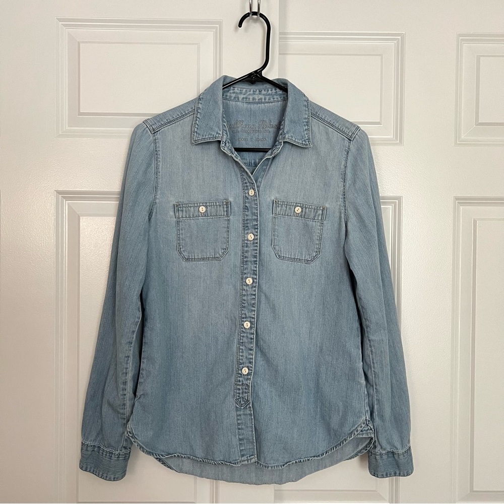 Light Blue Denim Button-Up Shirt